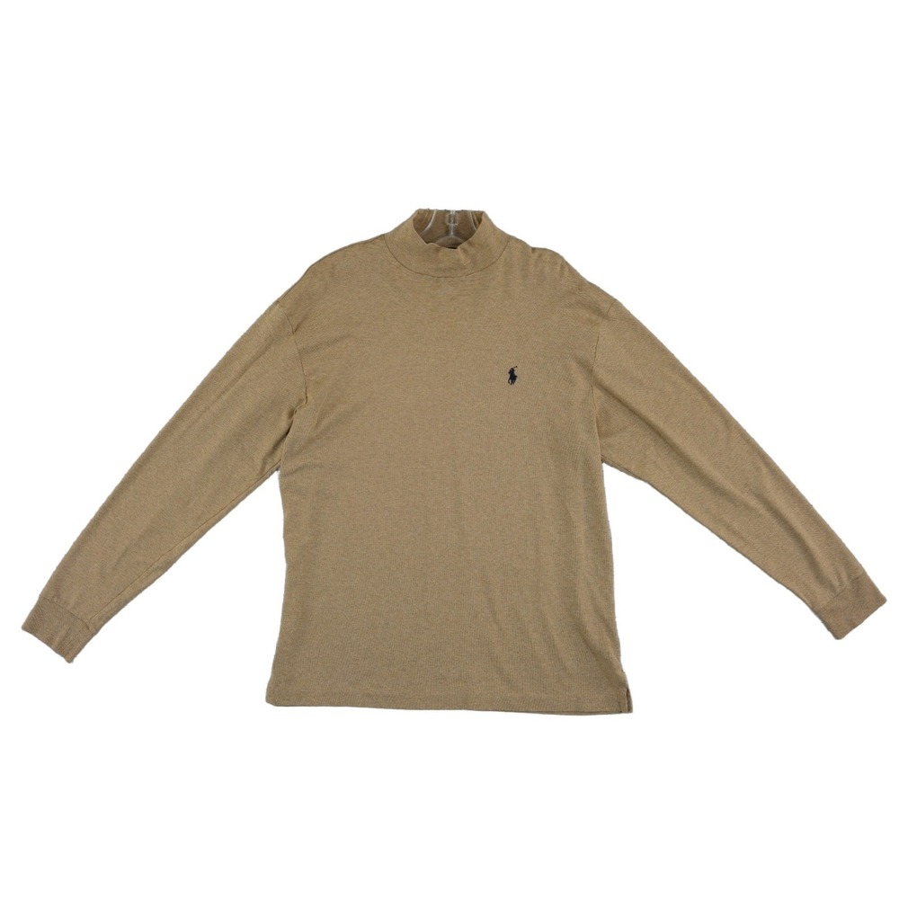 Polo Golf Ralph Lauren Men's Size Medium 100% Pima Cotton Shirt Tan Long Sleeve